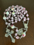 Unbreakable Pink Glass Beads Rosary | St. Padre Pio Rosary | Handmade by YMrosaries